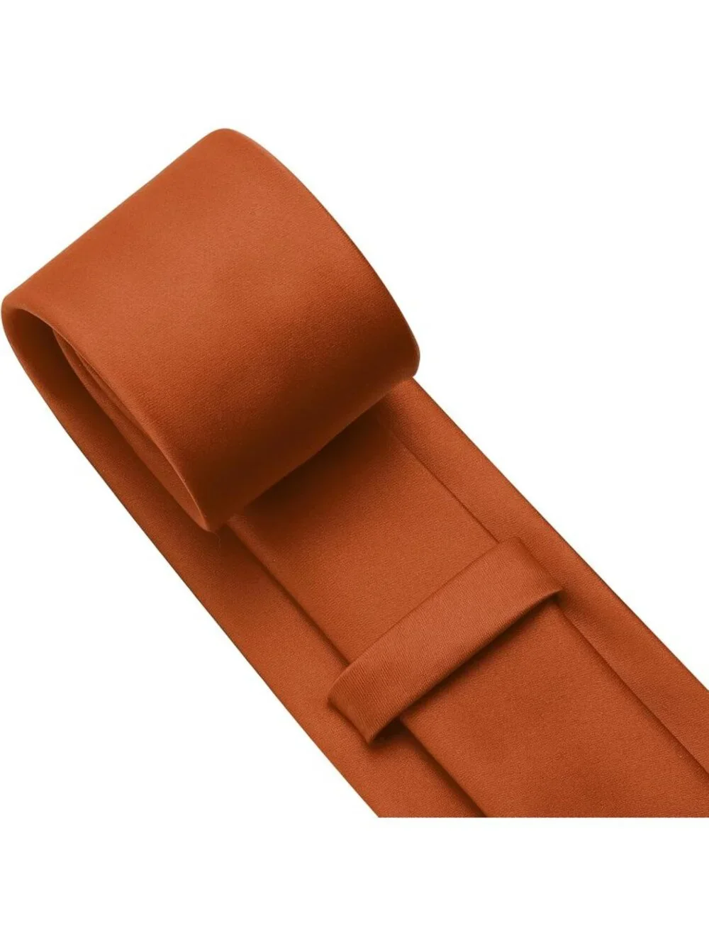 Men's Rust Solid Microfiber Plain Formal Silk Necktie For Business Dress Tie
